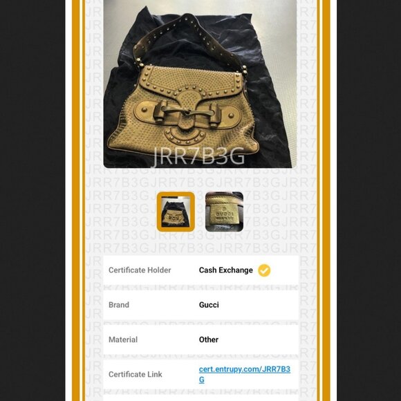 LKNW Gucci Studded Pelham Bag Metallic Gold Leather Web Stripe Grommet Strap - Picture 3 of 16